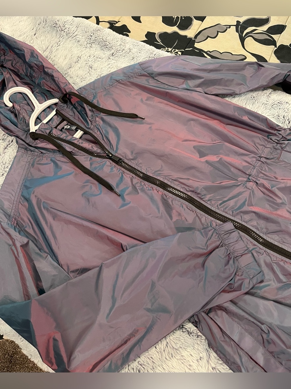 Iridescent Windbreaker Jacket with Hood